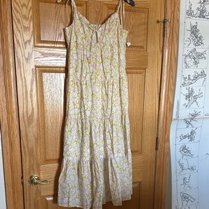 Astr Cream Maxi Dress with Pink and Yellow Floral Print